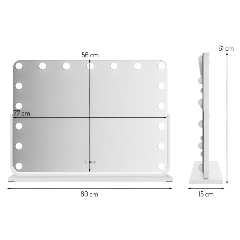 Oglinda Trofa, metal, MDF, sticla, alba, L.80 cm, MILD000068-WH