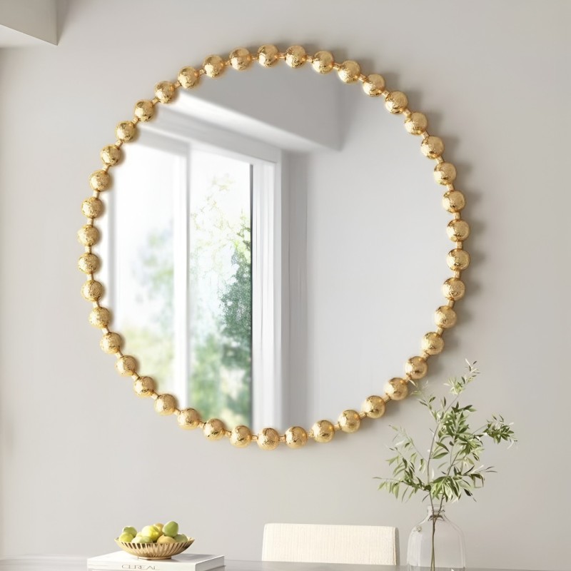 Oglinda Elena, metal, sticla, aurie, D.52 cm, MILD000074-GL