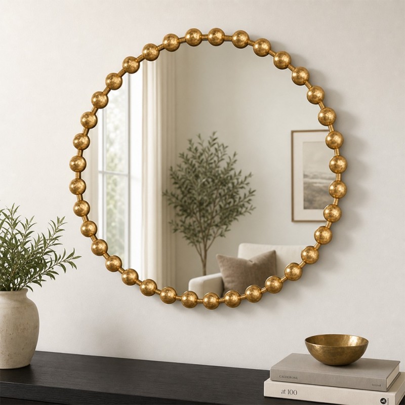 Oglinda Elena, metal, sticla, aurie, D.52 cm, MILD000074-GL