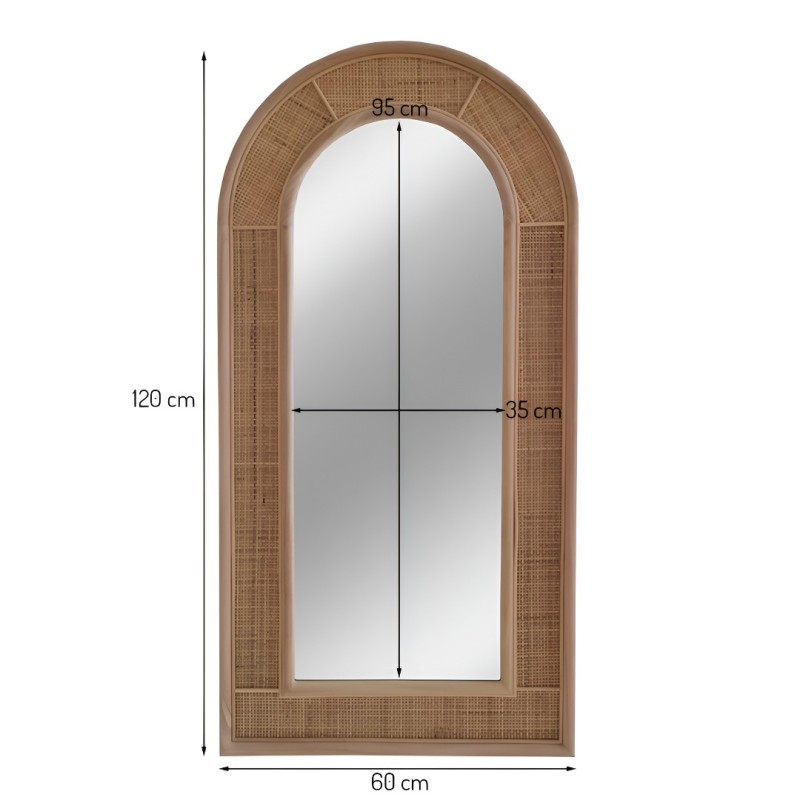 Oglinda de podea Madan, lemn, sticla, natural, H.120 cm, MILD000075-WOOD