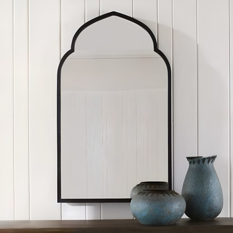 Oglinda Laki, metal, sticla, neagra, H.90 cm, MILD000080-BK