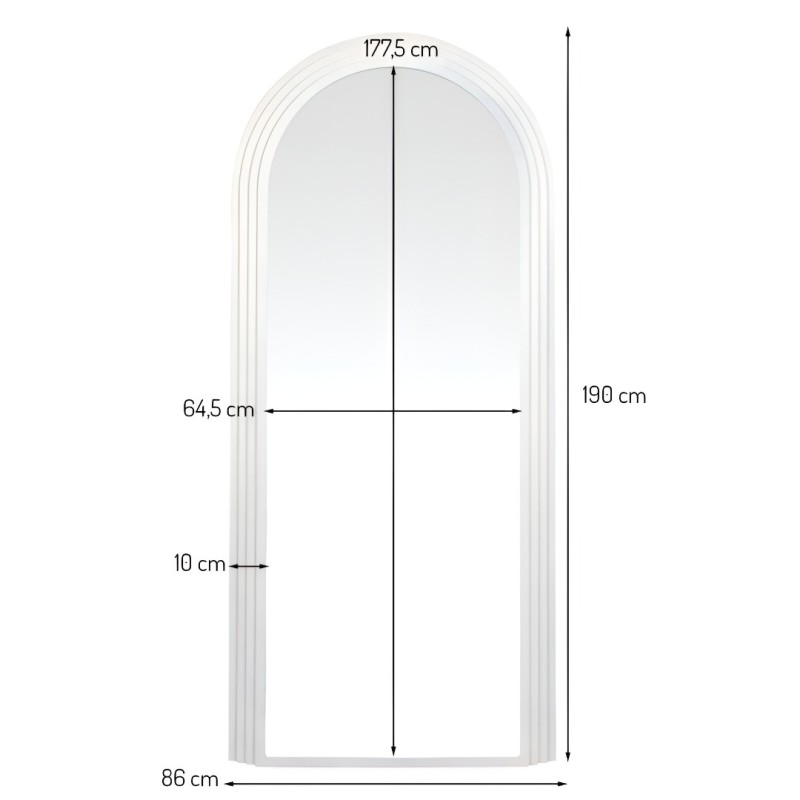 Oglinda de podea Zagora, lemn, sticla, alba, H.190 cm, MILD000084-BG