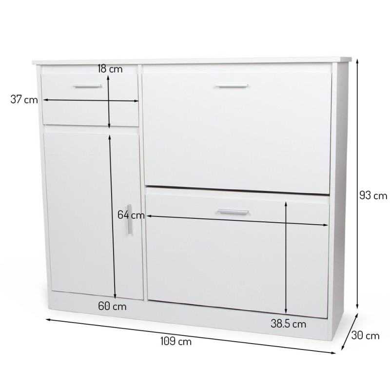 Dulap pentru pantofi Bolzano, MDF, alb, H.93 cm, MILD000086-WH