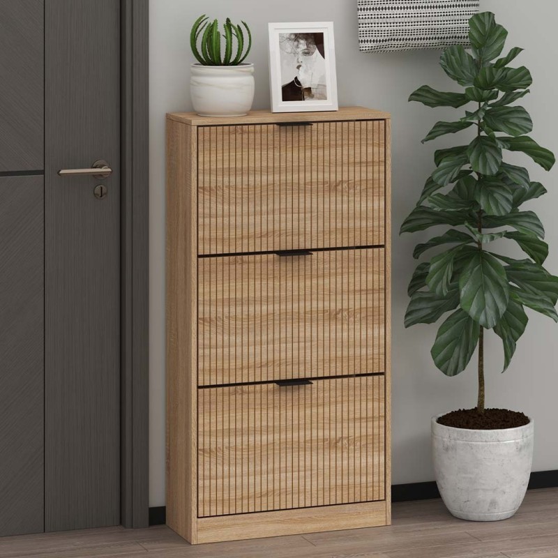 Dulap pentru pantofi Lucca, MDF, natural, H.118 cm, MILD000088-WOOD