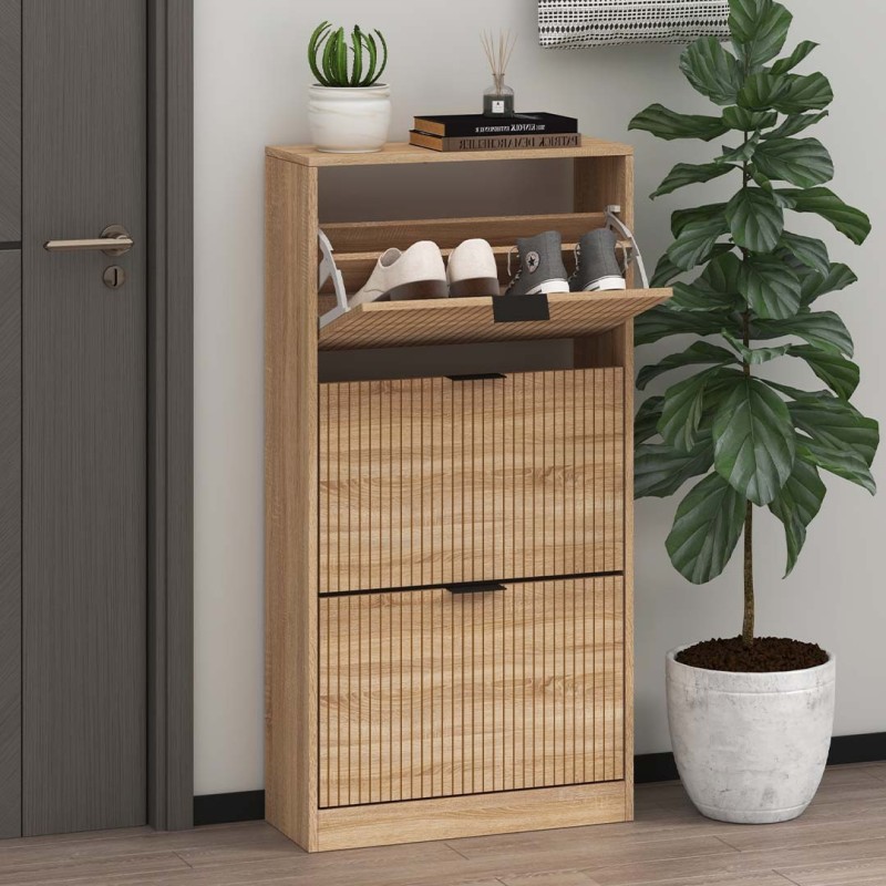 Dulap pentru pantofi Lucca, MDF, natural, H.118 cm, MILD000088-WOOD