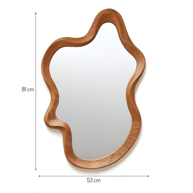 Oglinda Flen, lemn, sticla, natural, H.81 cm, MILD000116-WOOD