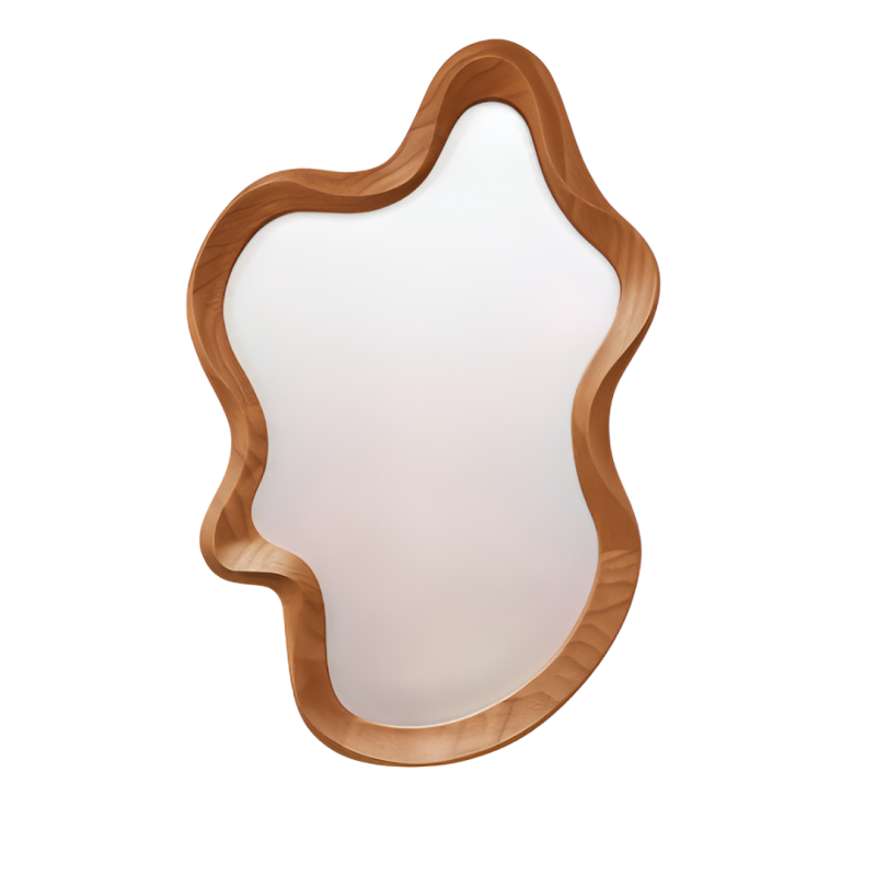 Oglinda Flen, lemn, sticla, natural, H.81 cm, MILD000116-WOOD