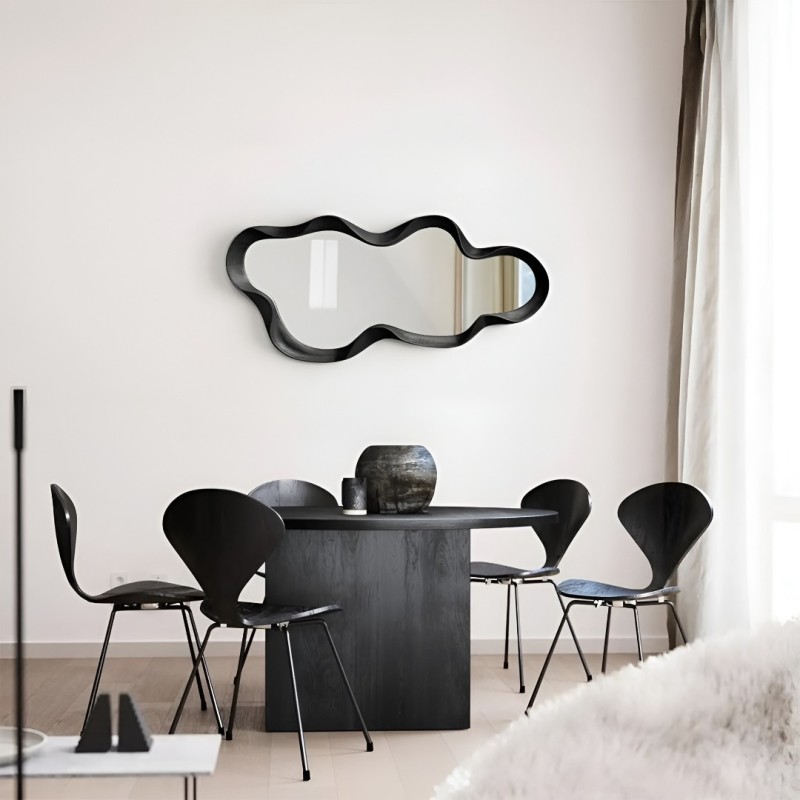 Oglinda Tranas, lemn, sticla, neagra, H.98 cm, MILD000120-BK