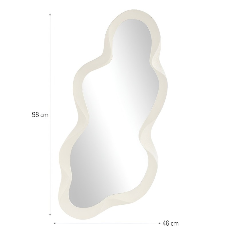 Oglinda Tranas, lemn, sticla, alba, H.98 cm, MILD000120-WH
