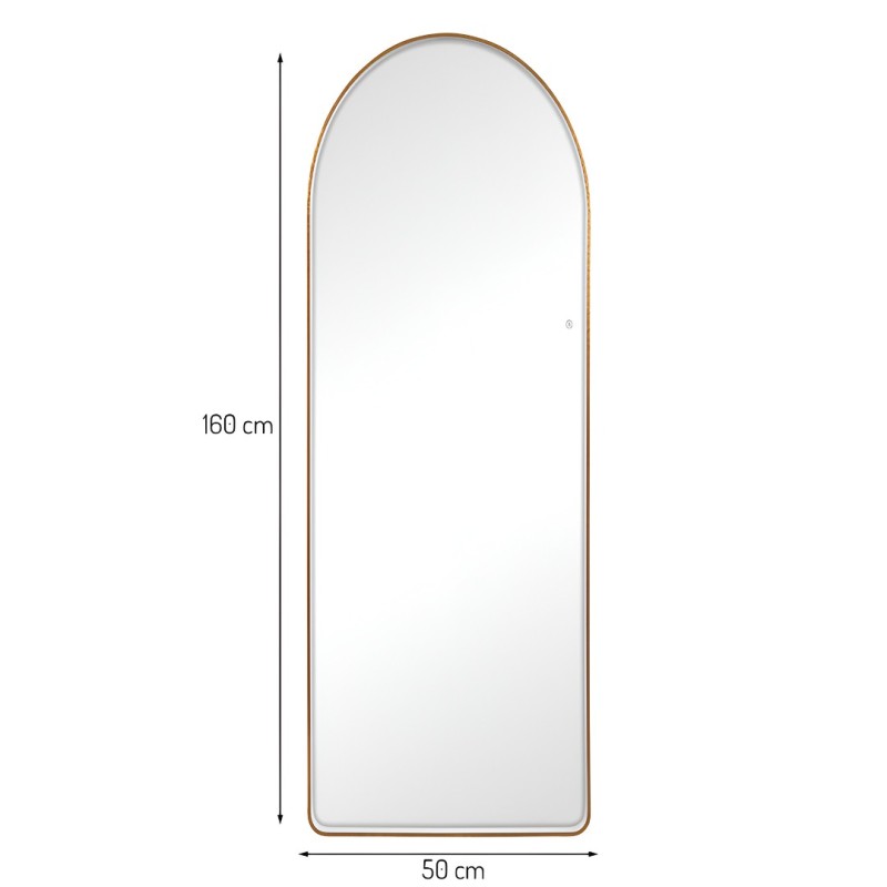 Oglinda de podea iluminata Atrani, metal, sticla, aurie, H.160 cm, MILD000122-GL