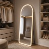 Oglinda de podea iluminata Atrani, metal, sticla, aurie, H.160 cm, MILD000122-GL