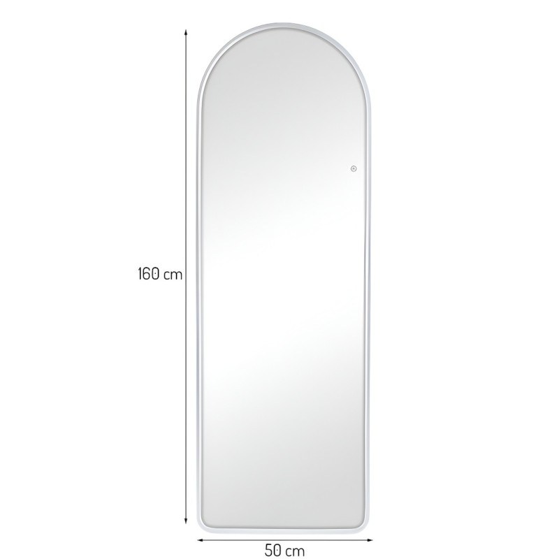 Oglinda de podea iluminata Atrani, metal, sticla, argintiu, H.160 cm, MILD000122-SI