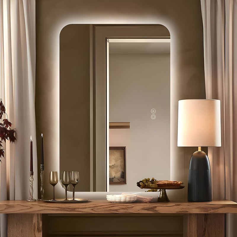 Oglinda cu iluminare Budva, sticla, transparent, H.80 cm, MILD000123-UN