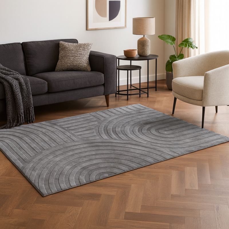 Covor Trani, poliester, gri, 160 X 230 cm, MILD000139-TP