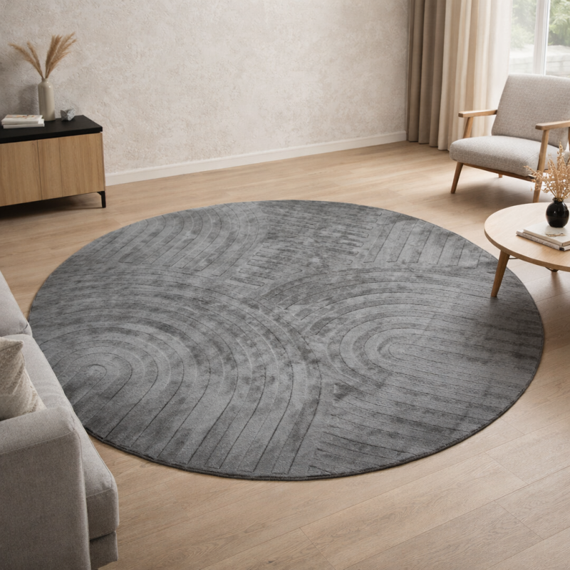 Covor Trani, poliester, gri, D.200 cm, MILD000143-TP