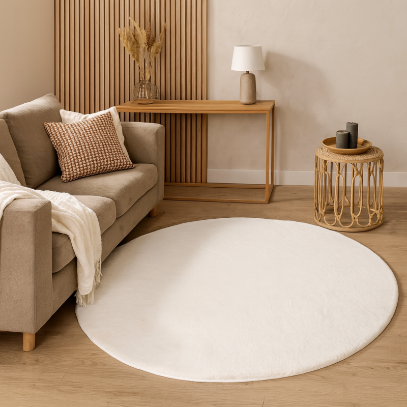 Covor Pavia, poliester, alb, D.200 cm, MILD000149-WH