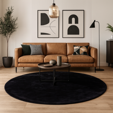 Covor Pavia, poliester, negru, D.200 cm, MILD000150-BK
