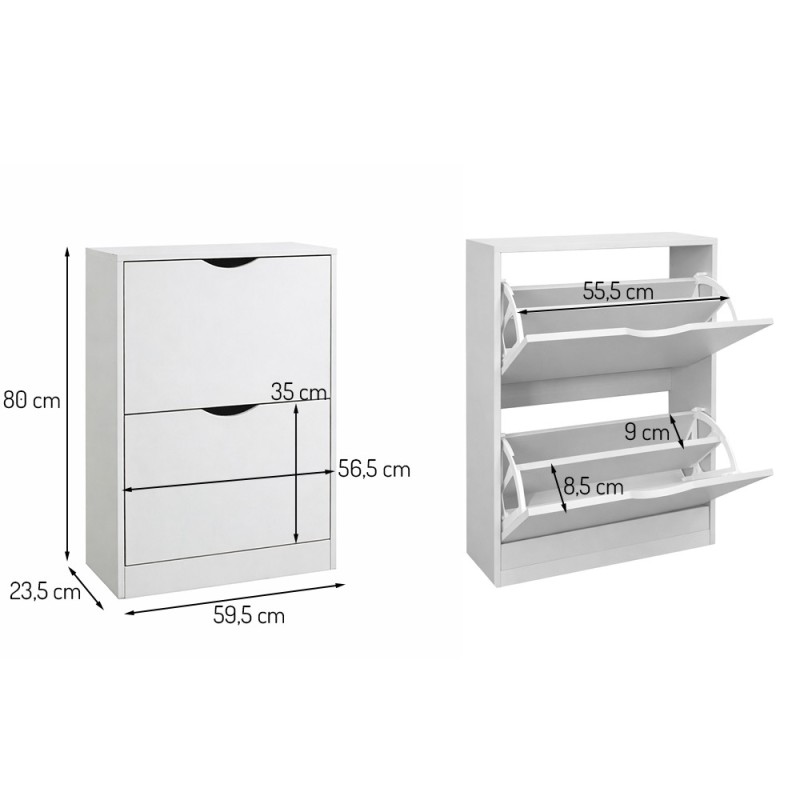Dulap pentru pantofi Jaca, MDF, alb, H.80 cm, MILD000161-WH