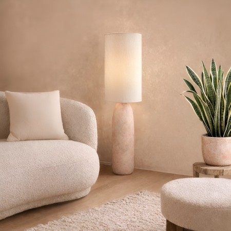 Lampadar Odense, ceramica, material textil, roz, 1XE27, H.111 cm, MILD000163-BG