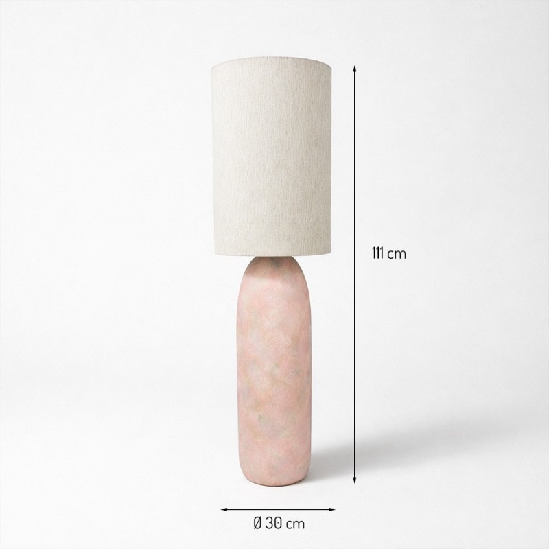 Lampadar Odense, ceramica, material textil, roz, 1XE27, H.111 cm, MILD000163-BG