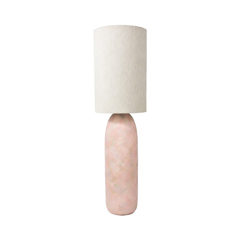 Lampadar Odense, ceramica, material textil, roz, 1XE27, H.111 cm, MILD000163-BG
