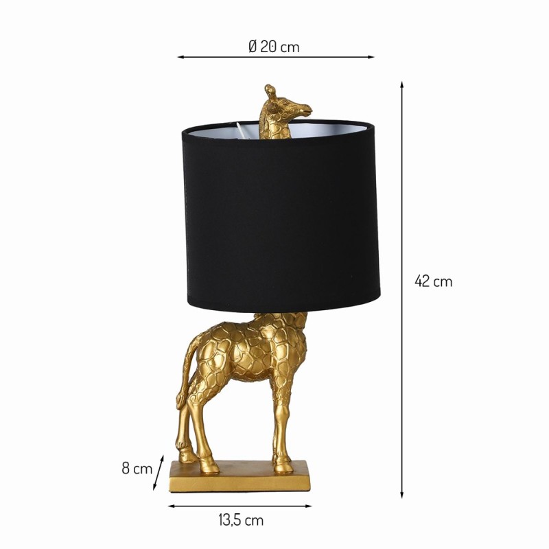 Veioza Giraffe, polirasina, material textil, auriu/negru, 1XE27, H.42 cm, MILD000164-GL