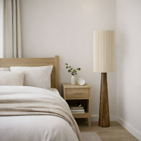 Lampadar Lucerne, polirasina, material textil, maro, 1XE27, H.134 cm, MILD000166-WALN