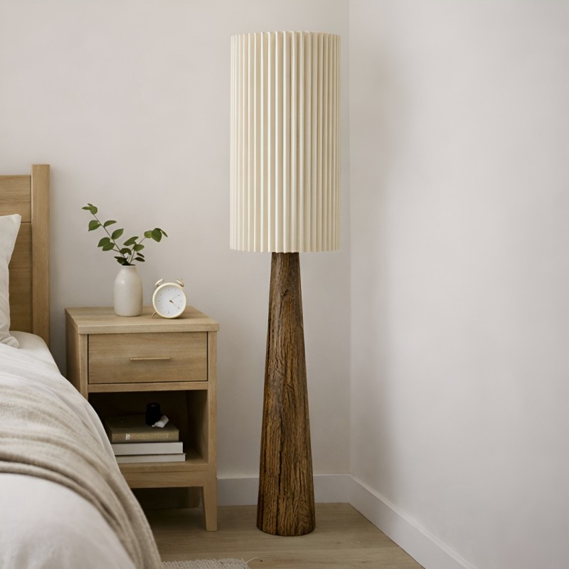 Lampadar Lucerne, polirasina, material textil, maro, 1XE27, H.134 cm, MILD000166-WALN