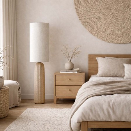 Lampadar Mons, ceramica, material textil, bej, 1XE27, H.122 cm, MILD000169-BG