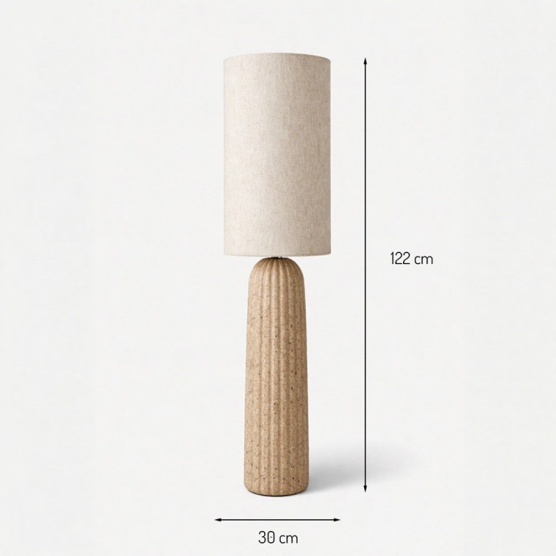 Lampadar Mons, ceramica, material textil, bej, 1XE27, H.122 cm, MILD000169-BG