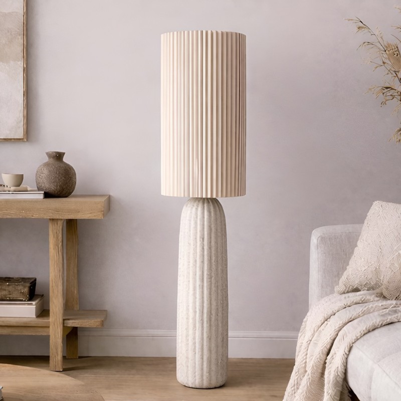 Lampadar Mons, ceramica, material textil, alb, 1XE27, H.122 cm, MILD000169-WH