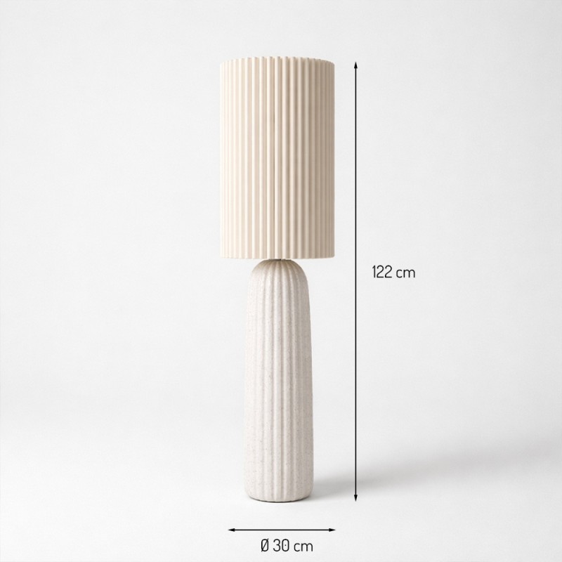 Lampadar Mons, ceramica, material textil, alb, 1XE27, H.122 cm, MILD000169-WH