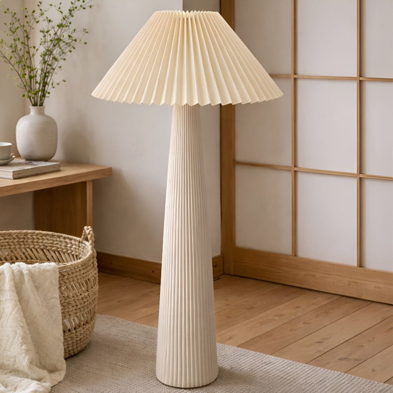 Lampadar Sliema, ceramica, material textil, alb, 1XE27, H.102 cm, MILD000173-WH