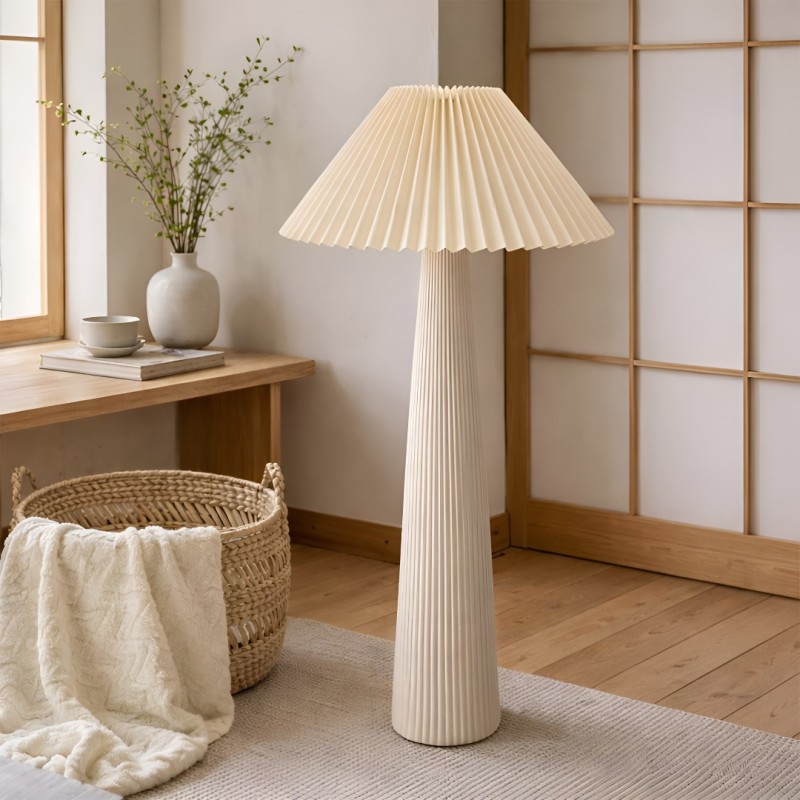 Lampadar Sliema, ceramica, material textil, alb, 1XE27, H.102 cm, MILD000173-WH