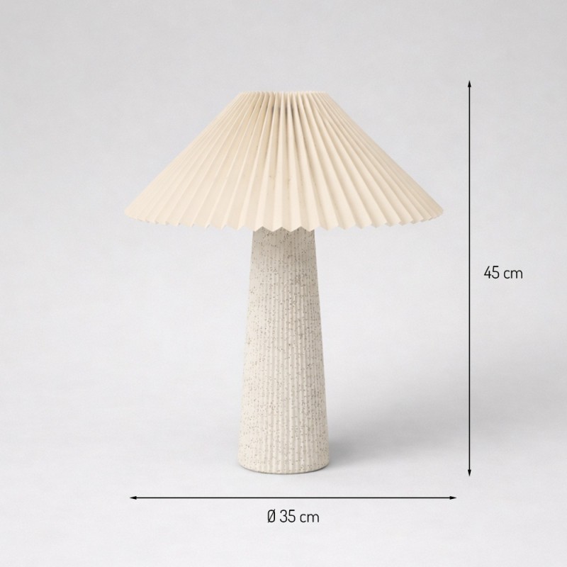 Veioza Sliema, ceramica, material textil, alb, 1XE27, H.45 cm, MILD000174-WH