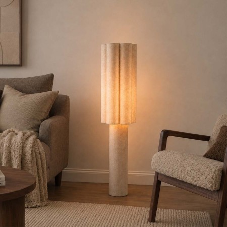 Lampadar Bonn, metal, PVC, material textil, bej, 1XE27, H.130 cm, MILD000179-BG