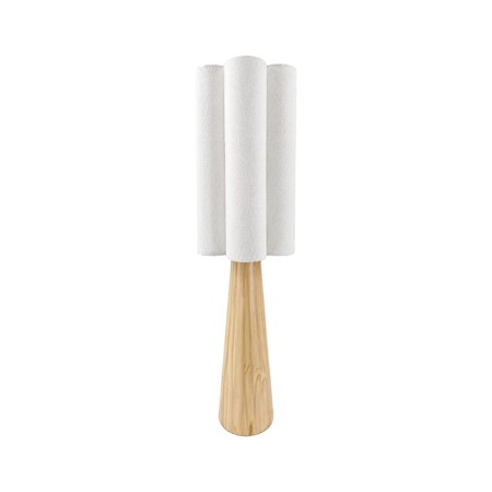 Lampadar Bacau, metal, lemn, PVC, material textil, alb, 1XE27, H.125 cm, MILD000180-WOOD