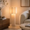 Lampadar Viseu, metal, PVC, material textil, alb, 1XE27, H.95 cm, MILD000181-BG