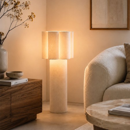 Lampadar Viseu, metal, PVC, material textil, alb, 1XE27, H.95 cm, MILD000181-BG