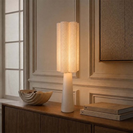 Lampa de masa Ravenna, metal, PVC, material textil, alb, 1XE27, H.75 cm, MILD000183-WH