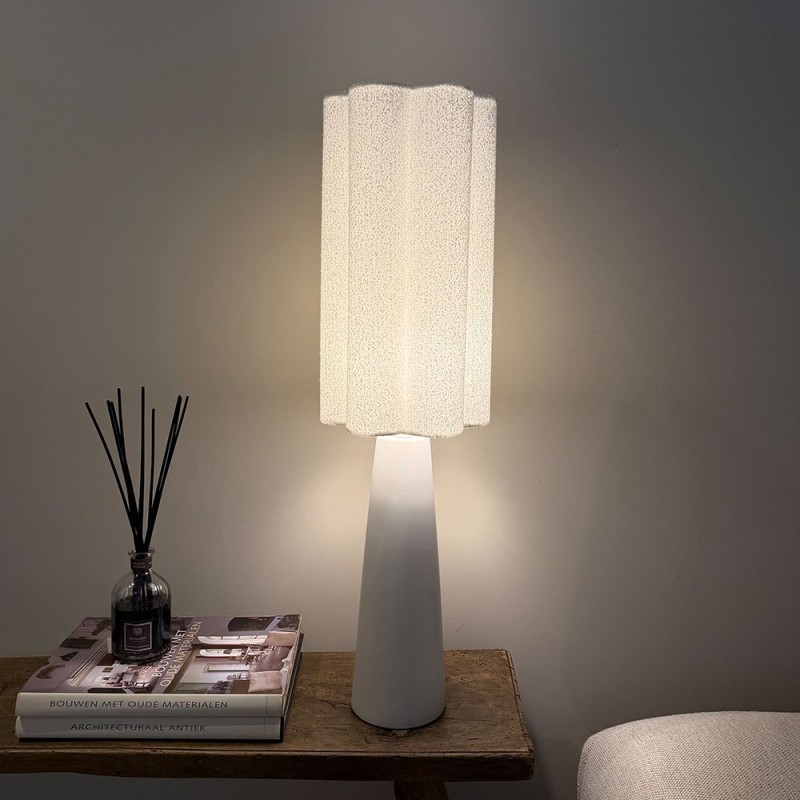 Lampa de masa Ravenna, metal, PVC, material textil, alb, 1XE27, H.75 cm, MILD000183-WH
