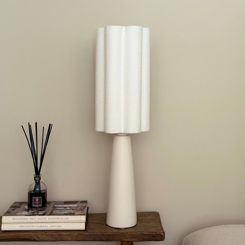 Lampa de masa Ravenna, metal, PVC, material textil, alb, 1XE27, H.75 cm, MILD000183-WH