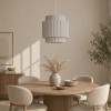 Suspensie Wels, metal, PVC, material textil, bej, 1XE27, D.33 cm, MILD000186-BG
