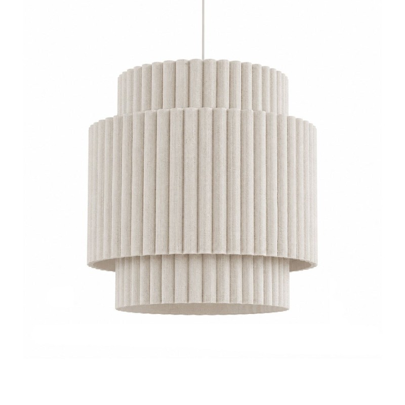 Suspensie Wels, metal, PVC, material textil, bej, 1XE27, D.33 cm, MILD000186-BG