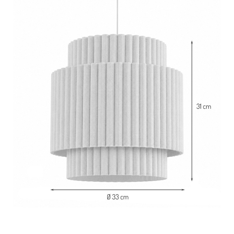 Suspensie Wels, metal, PVC, material textil, bej, 1XE27, D.33 cm, MILD000186-BG