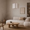 Lampadar Chania, metal, PVC, material textil, bej, 1XE27, D.40 cm, MILD000188-BG