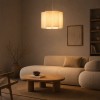 Lampadar Chania, metal, PVC, material textil, bej, 1XE27, D.40 cm, MILD000188-BG
