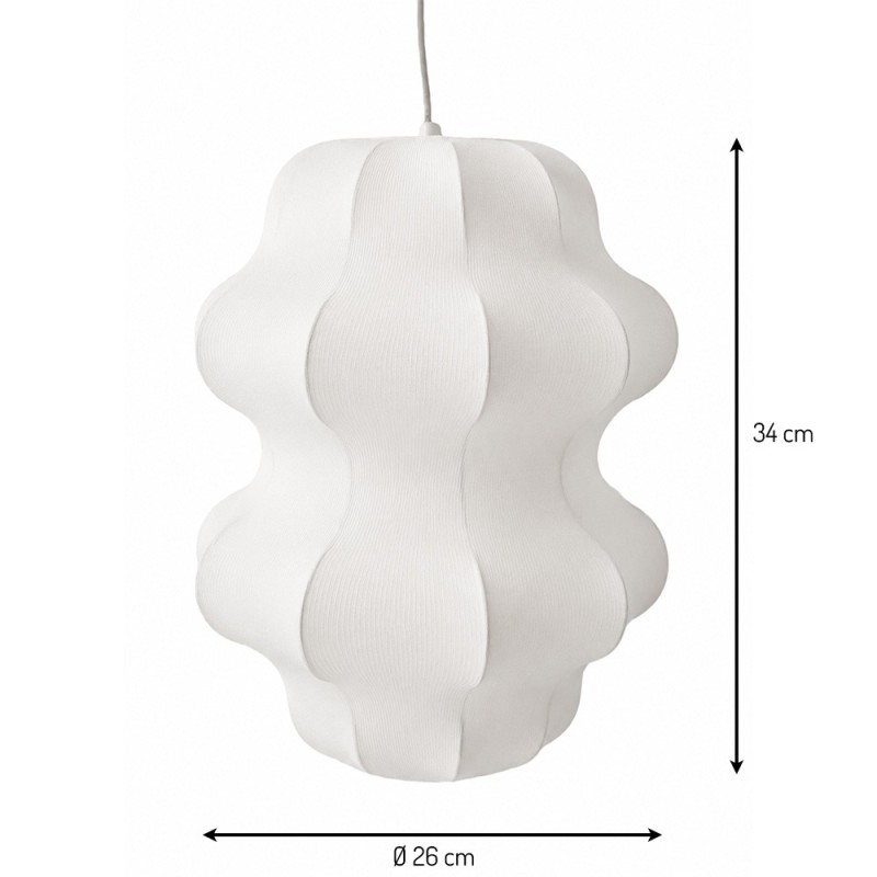 Suspensie Torun, metal, PVC, fibra de bumbac, 1XE27, D.26 cm, MILD000189-WH