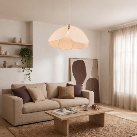 Suspensie Lecce, metal, PVC, material textil, bej, 1XE27, D.60 cm, MILD000190-BG