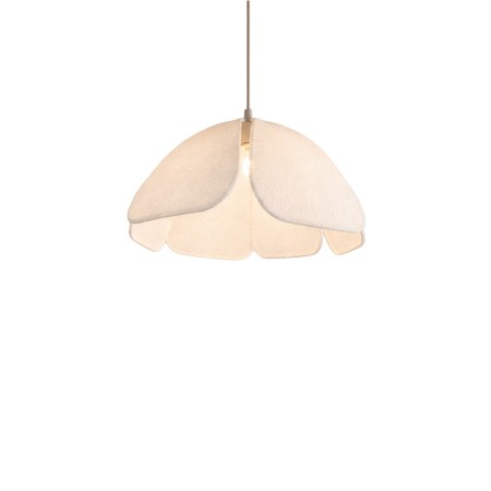 Suspensie Lecce, metal, PVC, material textil boucle, alba, 1XE27, D.60 cm, MILD000190-WH